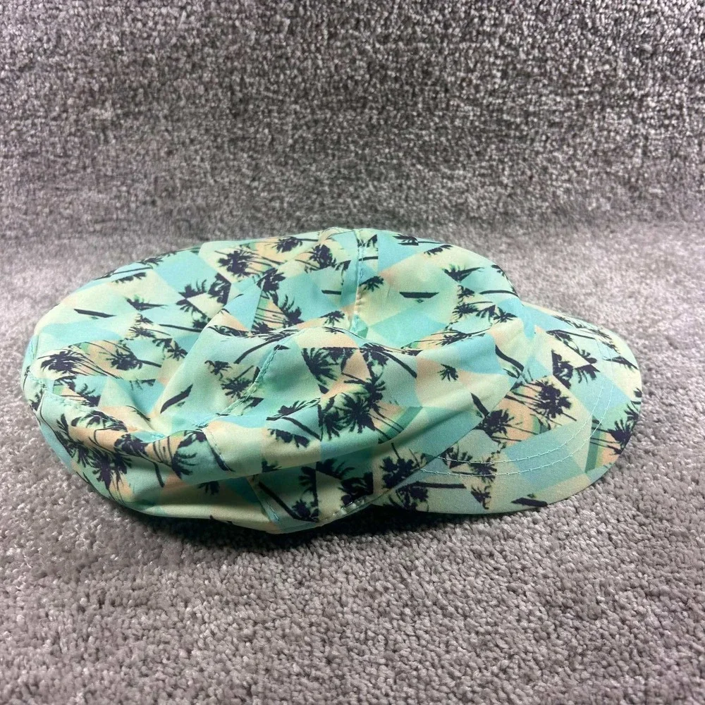 Joe Boxer Newsboy Hat Teal Tropical Palm Tree Print Flat Cap OSFM